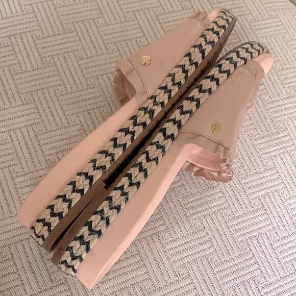 KATE Spade Slides Zahara Ruffle Trim Slides Flat Pink Shoes Espadrille Women 8 - Picture 5 of 10